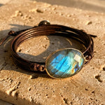 Bracelet "Bouclier de Lumière" en Labradorite - Marron foncé - L'Arbre des Chakras