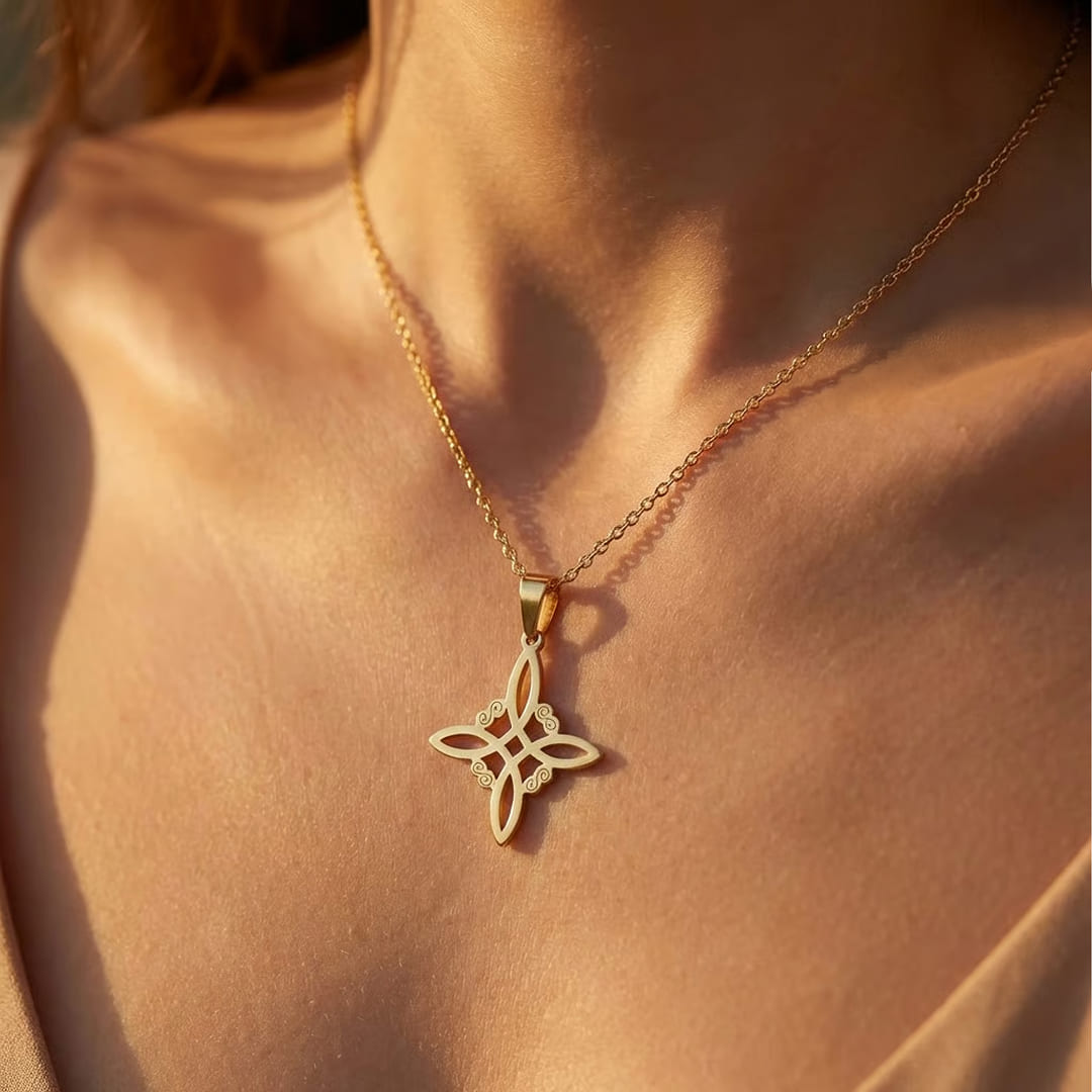 Collier "Bouclier Mystique" - Noeud de Sorcière - - L'Arbre des Chakras