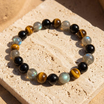 Bracelet "Protection Ultime" en Tourmaline, Oeil de Tigre & Labradorite - - L'Arbre des Chakras