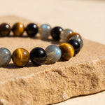 Bracelet "Protection Ultime" en Tourmaline, Oeil de Tigre & Labradorite - - L'Arbre des Chakras