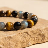 Bracelet "Protection Ultime" en Tourmaline, Oeil de Tigre & Labradorite - - L'Arbre des Chakras