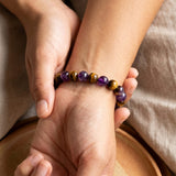 Bracelet "Délivrance" en Améthyste & Oeil de Tigre