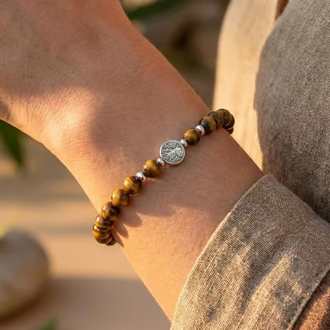 Bracelet "Confiance & Sécurité" en Oeil de Tigre - - L'Arbre des Chakras
