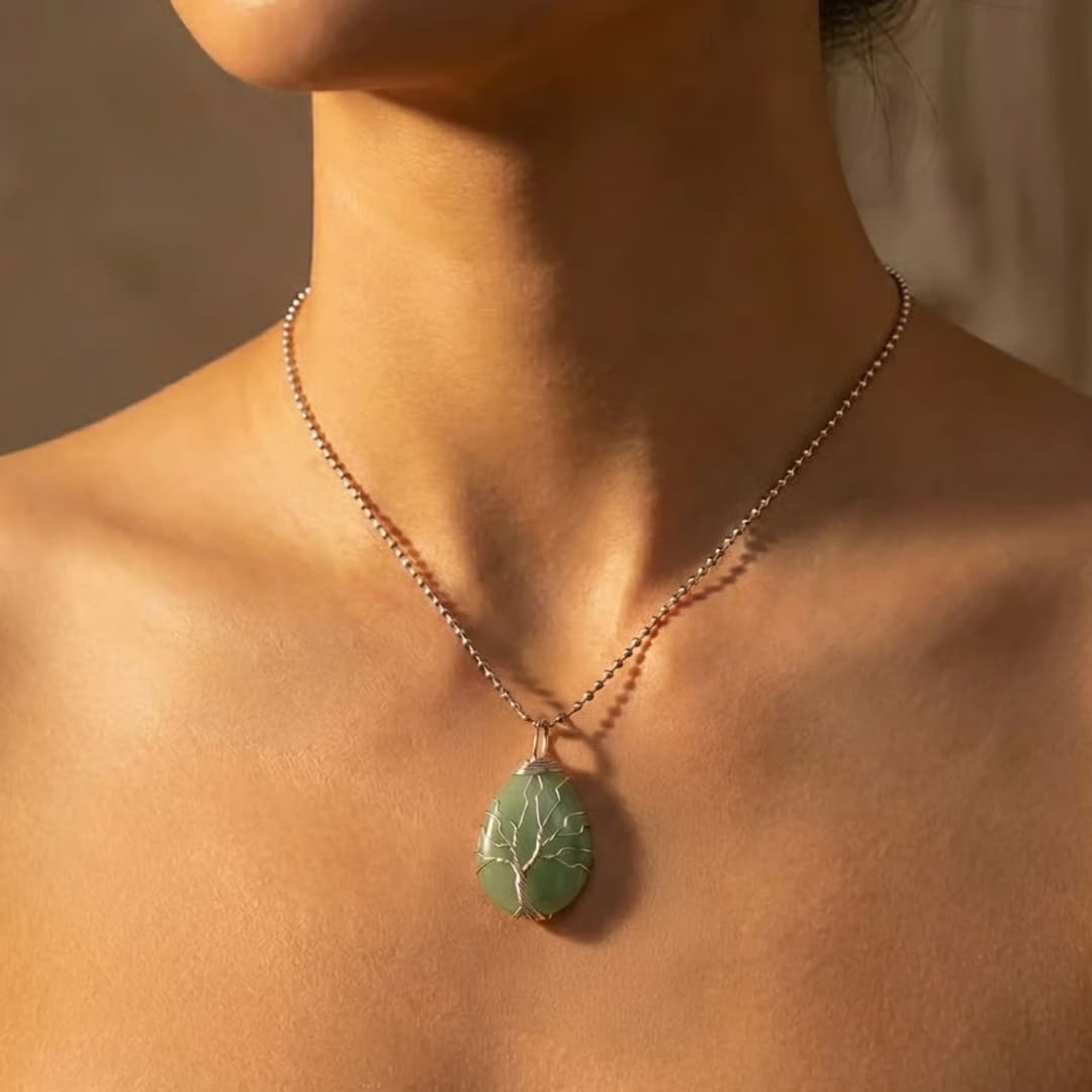 Pendentif Arbre de Guérison en Pierre Naturelle - - L'Arbre des Chakras