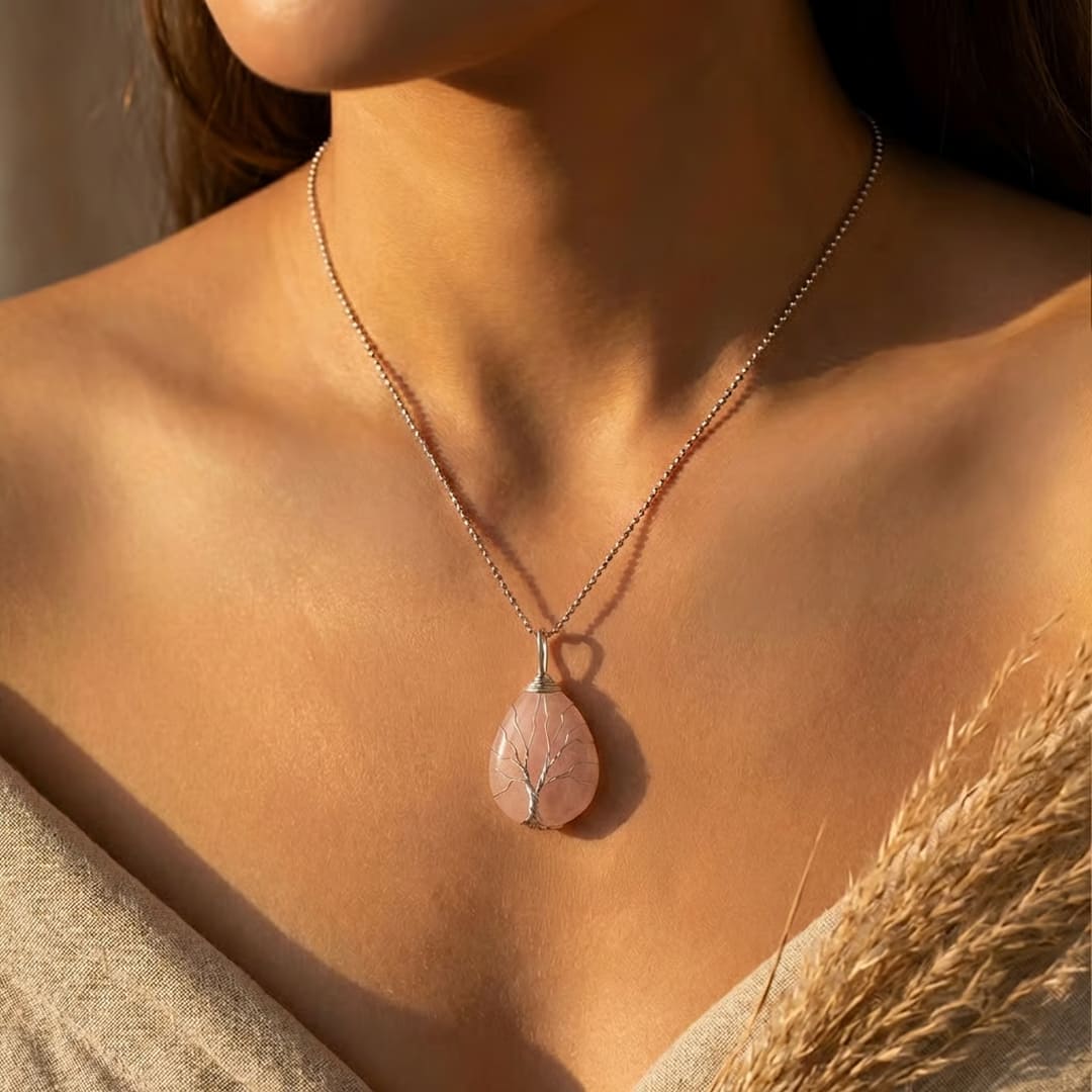 Pendentif Arbre de Guérison en Pierre Naturelle - - L'Arbre des Chakras