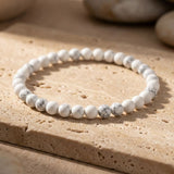 Bracelet Fin en Pierres Naturelles de 4mm - Howlite / 17cm - L'Arbre des Chakras