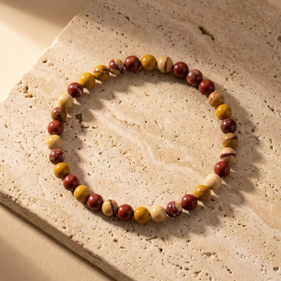 Bracelet Fin en Pierres Naturelles de 4mm - Mokaïte / 17cm - L'Arbre des Chakras