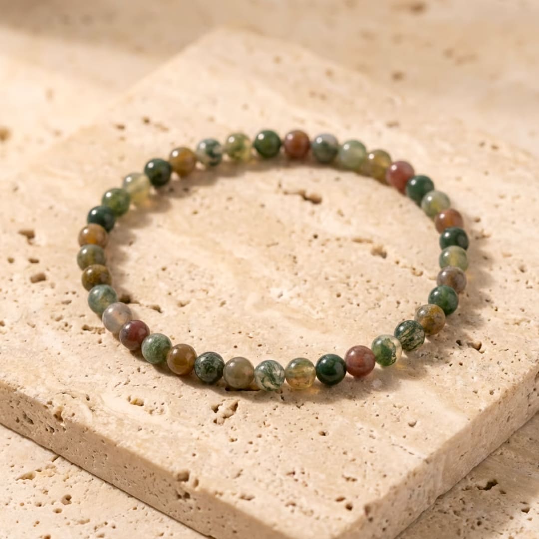 Bracelet Fin en Pierres Naturelles de 4mm - Agate Indienne / 17cm - L'Arbre des Chakras