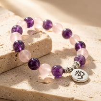 Bracelet "Amour & Spiritualité" en Améthyste & Quartz Rose - - L'Arbre des Chakras