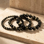 Bracelet "Bouclier de Lumière" en Obsidienne Dorée - - L'Arbre des Chakras