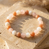 Bracelet "Vénus" en Pierre de Soleil, Quartz Rose & Pierre de Lune - - L'Arbre des Chakras