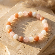 Bracelet "Vénus" en Pierre de Soleil, Quartz Rose & Pierre de Lune - - L'Arbre des Chakras
