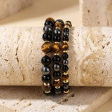 Bracelet "Confiance & Protection" en Oeil de Tigre, Hématite & Onyx - - L'Arbre des Chakras
