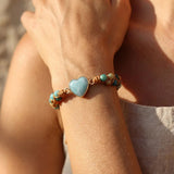 Bracelet Tressé "Cœur" en Amazonite - - L'Arbre des Chakras