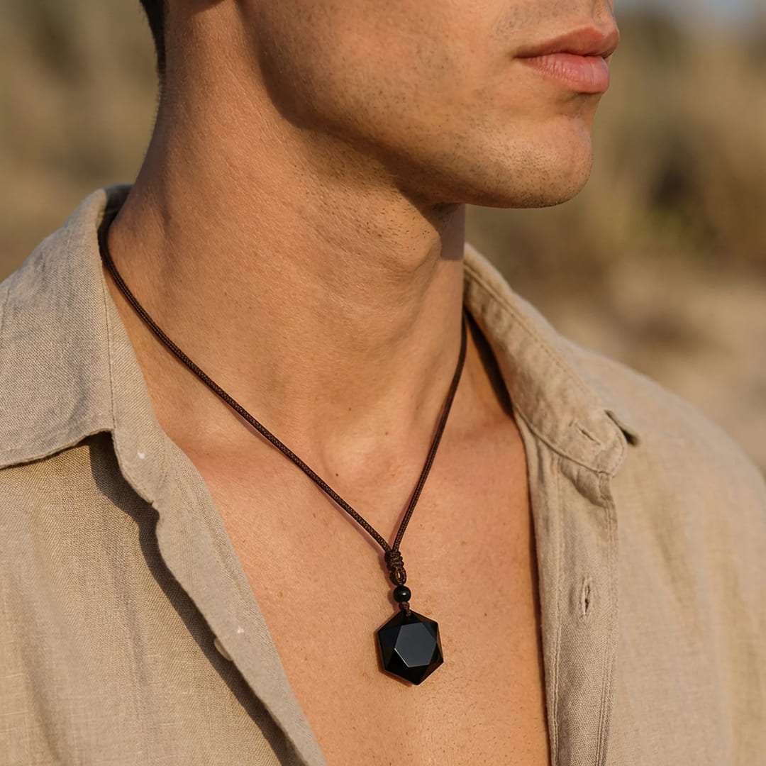 Pendentif "Étoile" en Obsidienne Noire - - L'Arbre des Chakras