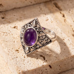 Bague "Quiétude Violette" en Améthyste - - L'Arbre des Chakras