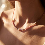 Collier "Éclat de Sérénité" en Rhodonite, Améthyste & Perles de Culture d'Eau Douce - - L'Arbre des Chakras
