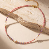 Collier "Éclat de Sérénité" en Rhodonite, Améthyste & Perles de Culture d'Eau Douce - - L'Arbre des Chakras