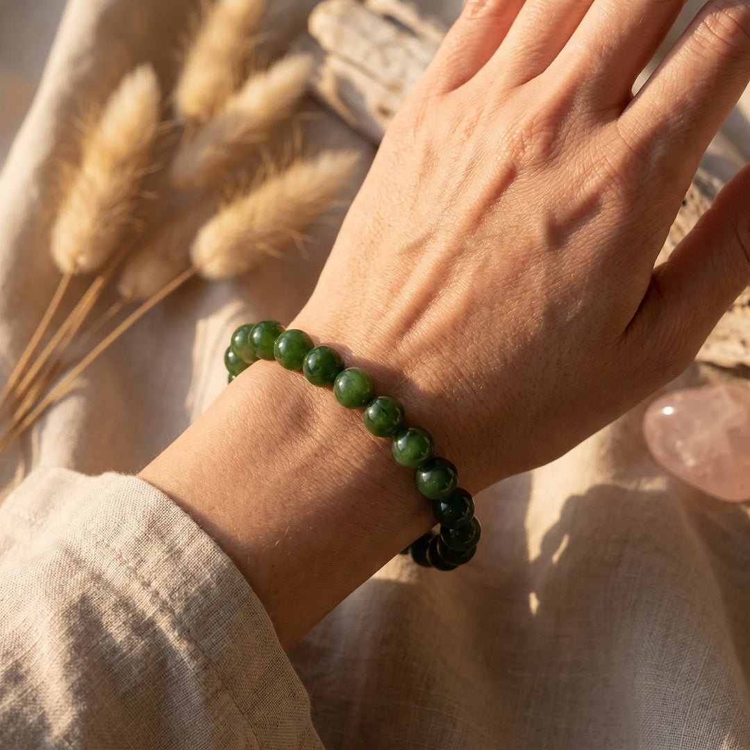 Bracelet “Dhara” en Jade Néphrite - - L'Arbre des Chakras