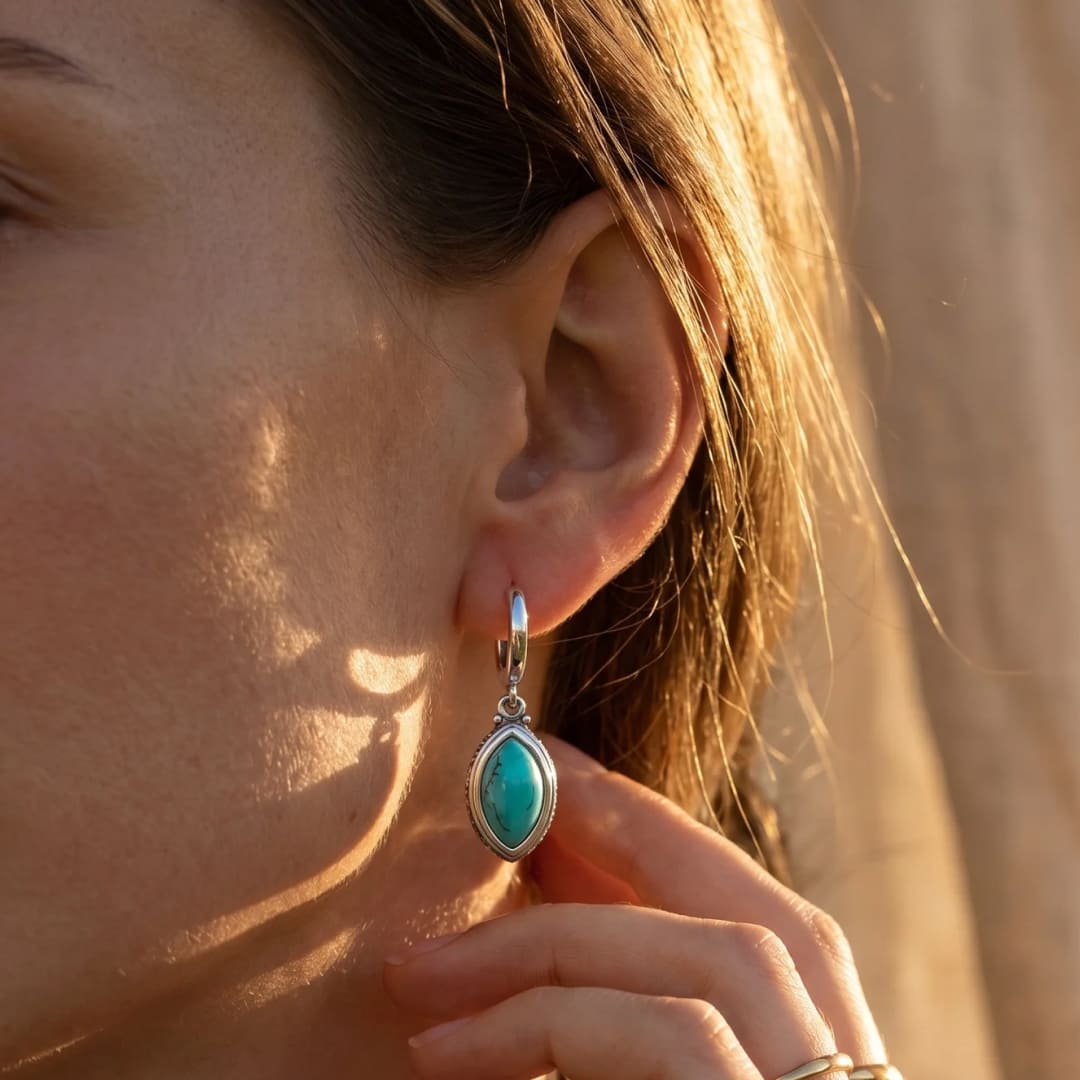 Boucles d’Oreilles "Douce Harmonie" en Turquoise - - L'Arbre des Chakras