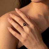Bague Ajustable "Charme Nocturne" en Agate Noire - - L'Arbre des Chakras