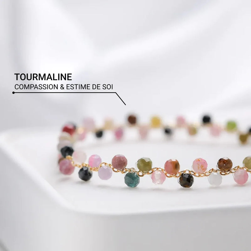 Bracelet Élégant en Tourmaline Multicolore -  - L'Arbre des Chakras