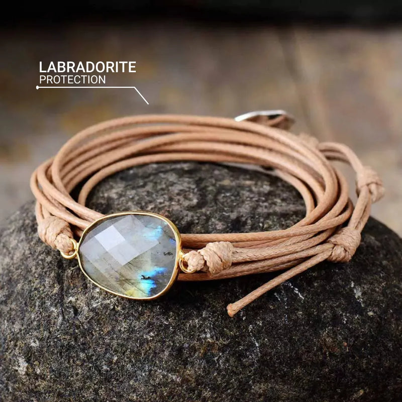 Bracelet "Libération" en Labradorite - Beige - L'Arbre des Chakras