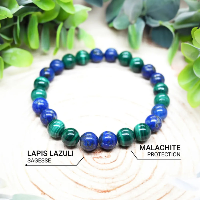 Bracelet "Bien-Être Émotionnel" en Lapis Lazuli & Malachite -  - L'Arbre des Chakras