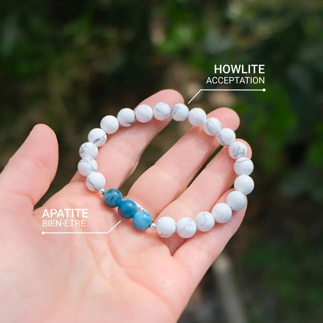 Bracelet "Amincissement" en Apatite & Howlite -  - L'Arbre des Chakras