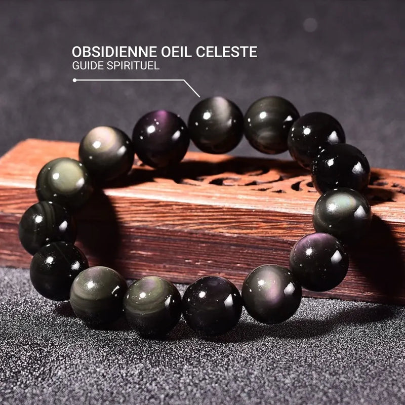 Bracelet Obsidienne Oeil Céleste  Bracelet Obsidienne Noire - Plaisir du  Yoga