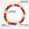 Bracelet "Chance & Joie" en Oeil de Tigre, Pierre de Soleil, Cornaline & Grenat -  - L'Arbre des Chakras