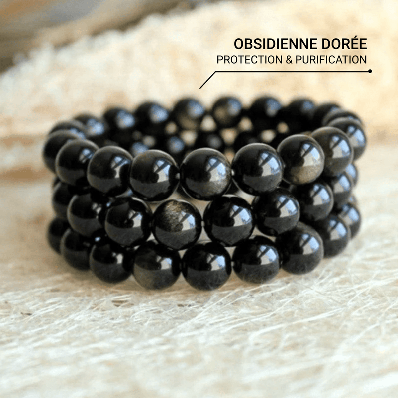 Bracelet "Aura" en Obsidienne Dorée -  - L'Arbre des Chakras