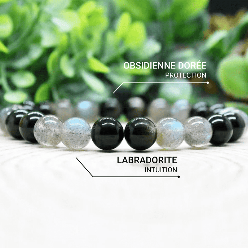 Bracelet "Refuge Spirituel" en Labradorite & Obsidienne Dorée -  - L'Arbre des Chakras