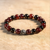 Bracelet Premium "Flamme Ardente" en Grenat, Œil de Taureau & Onyx noir