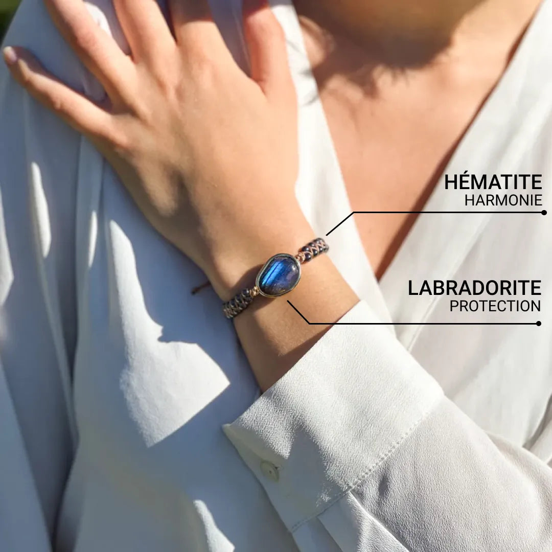 Bracelet "Oeil Céleste" en Labradorite & Hématite -  - L'Arbre des Chakras