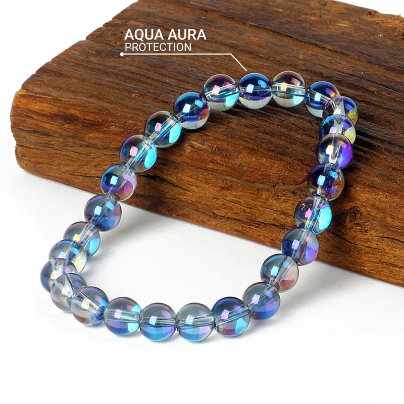 Blue (Tanzine) Aura Quartz Bracelet ~ Communication & Protection