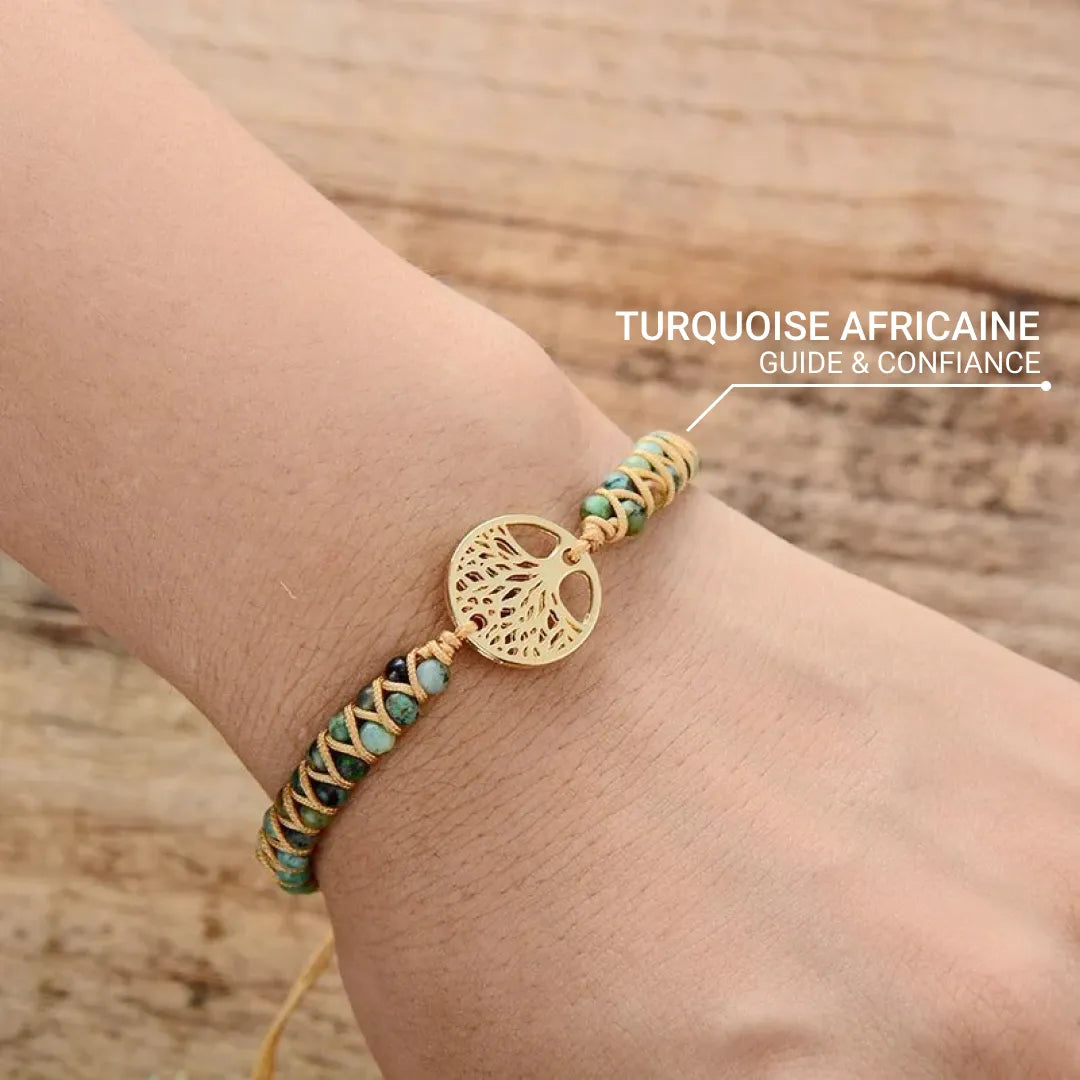 Bracelet "Vie Éternelle" en Turquoise Africaine -  - L'Arbre des Chakras