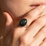 Bague Ajustable "Œil Céleste" en Obsidienne - - L'Arbre des Chakras