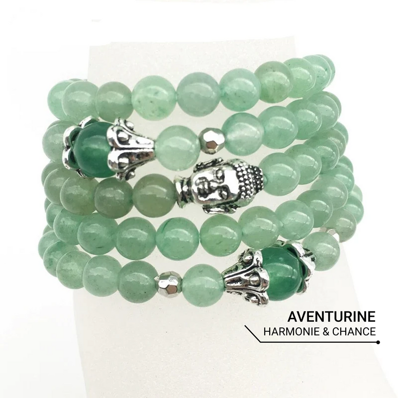 Bracelet Mala "Prospérité & Équilibre" en Aventurine Verte -  - L'Arbre des Chakras