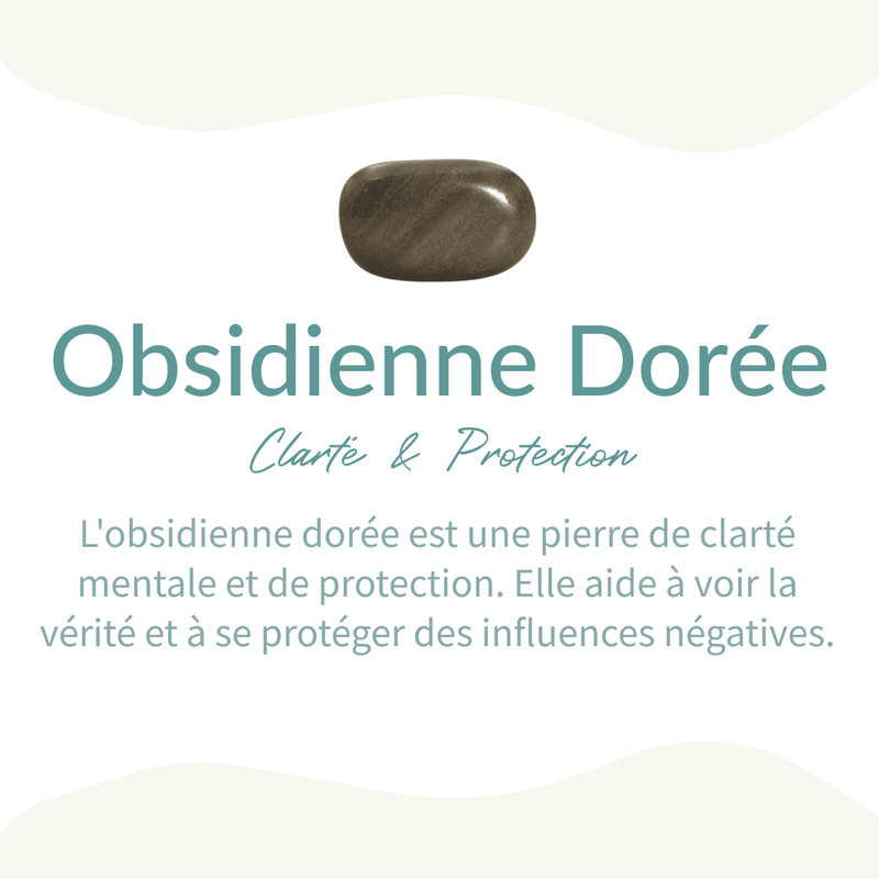 Galet &quot;Protection &amp; Abondance&quot; en Obsidienne Dorée -  - L&#39;Arbre des Chakras