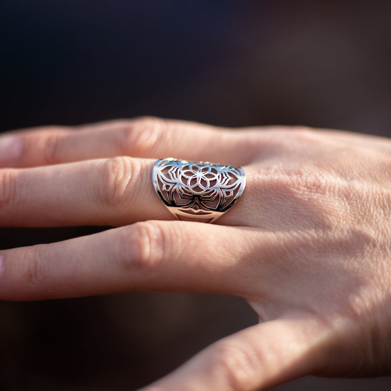 Bague Ajustable "Fleur de Mandala" - - L'Arbre des Chakras