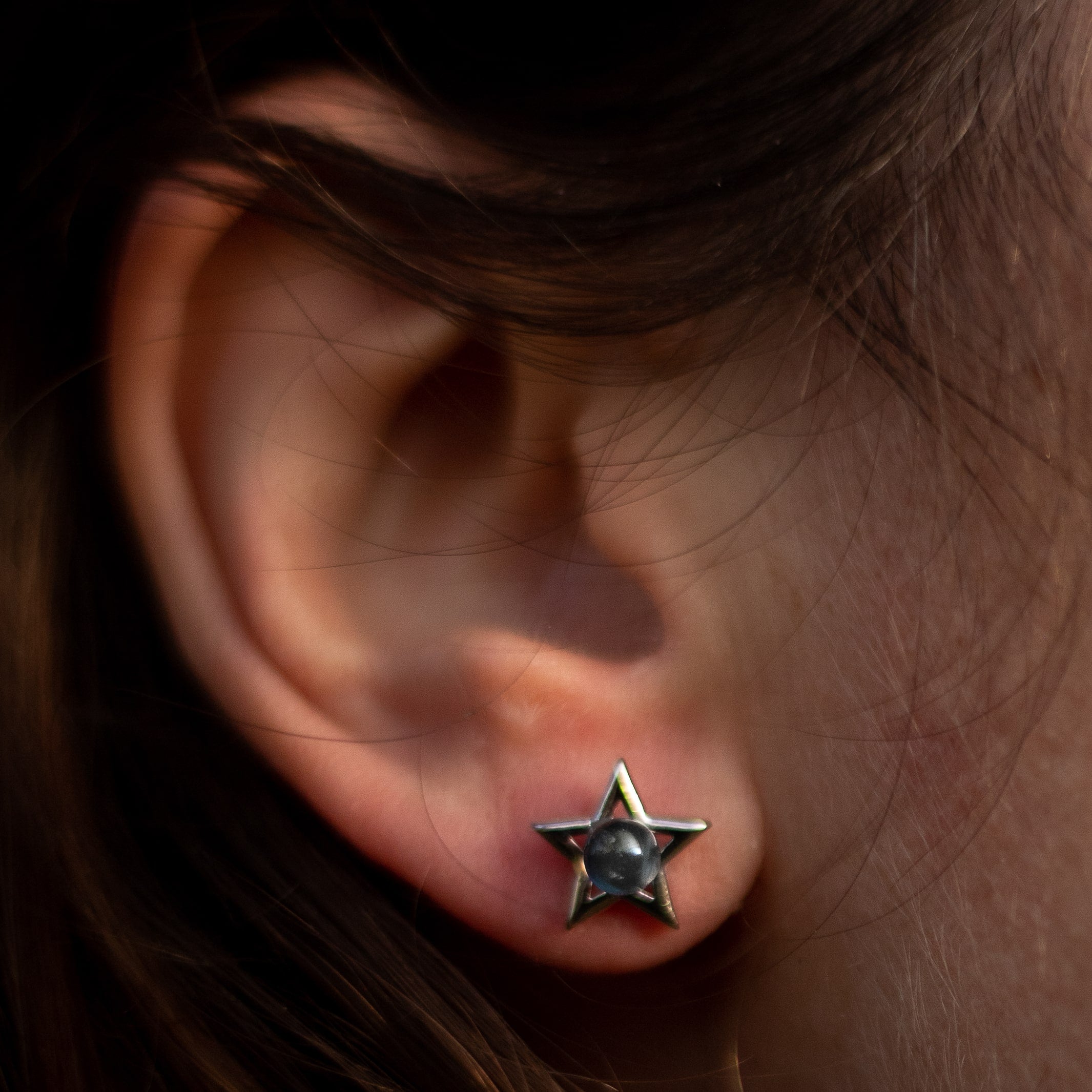 Boucles d'Oreilles "Lune Étoile" en Labradorite & Argent - - L'Arbre des Chakras