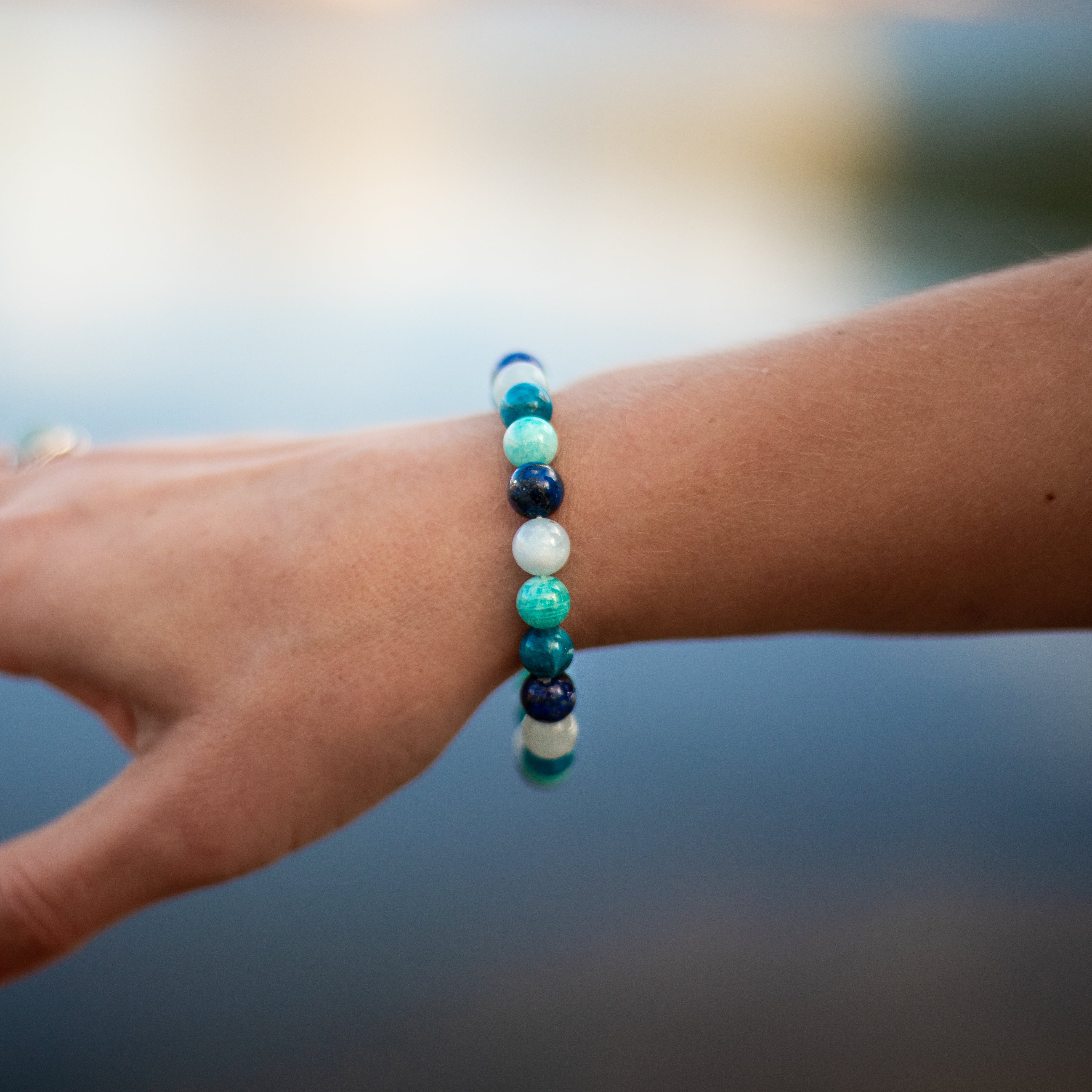 Bracelet "Océan" en Amazonite, Lapis Lazuli, Aigue-Marine & Apatite - - L'Arbre des Chakras