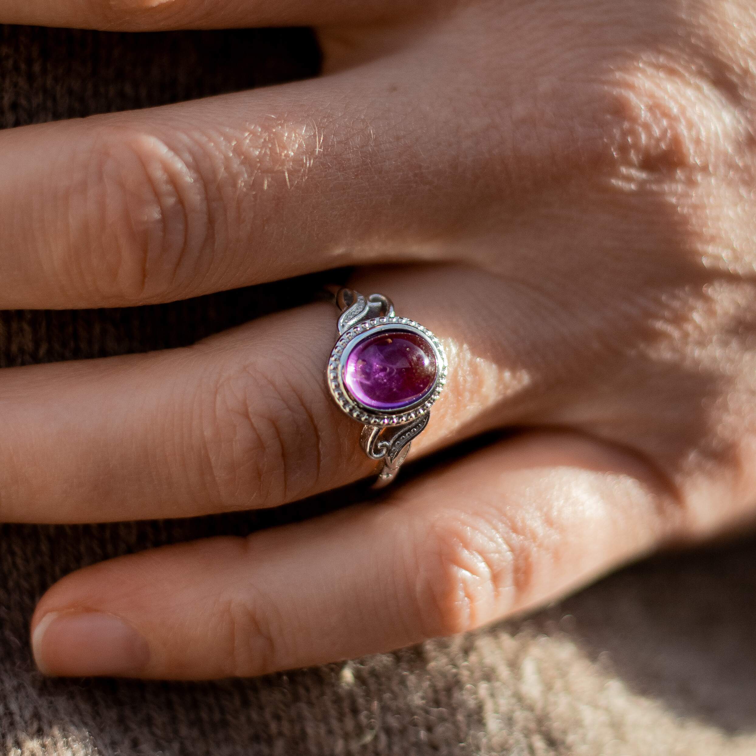 Bague "Harmonie Purificatrice" en Améthyste - - L'Arbre des Chakras