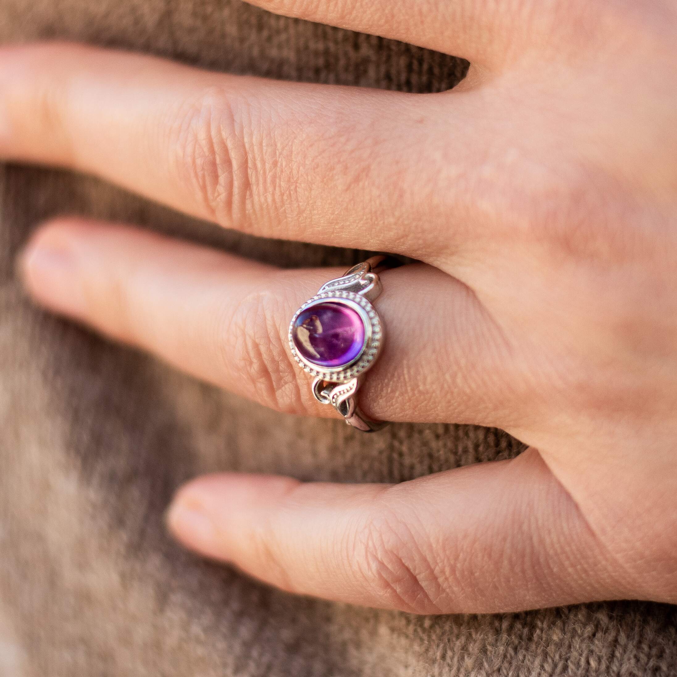 Bague "Harmonie Purificatrice" en Améthyste - - L'Arbre des Chakras