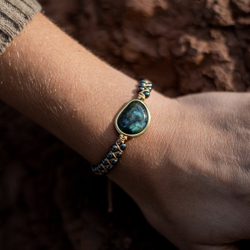 Bracelet "Oeil Céleste" en Labradorite & Hématite - - L'Arbre des Chakras