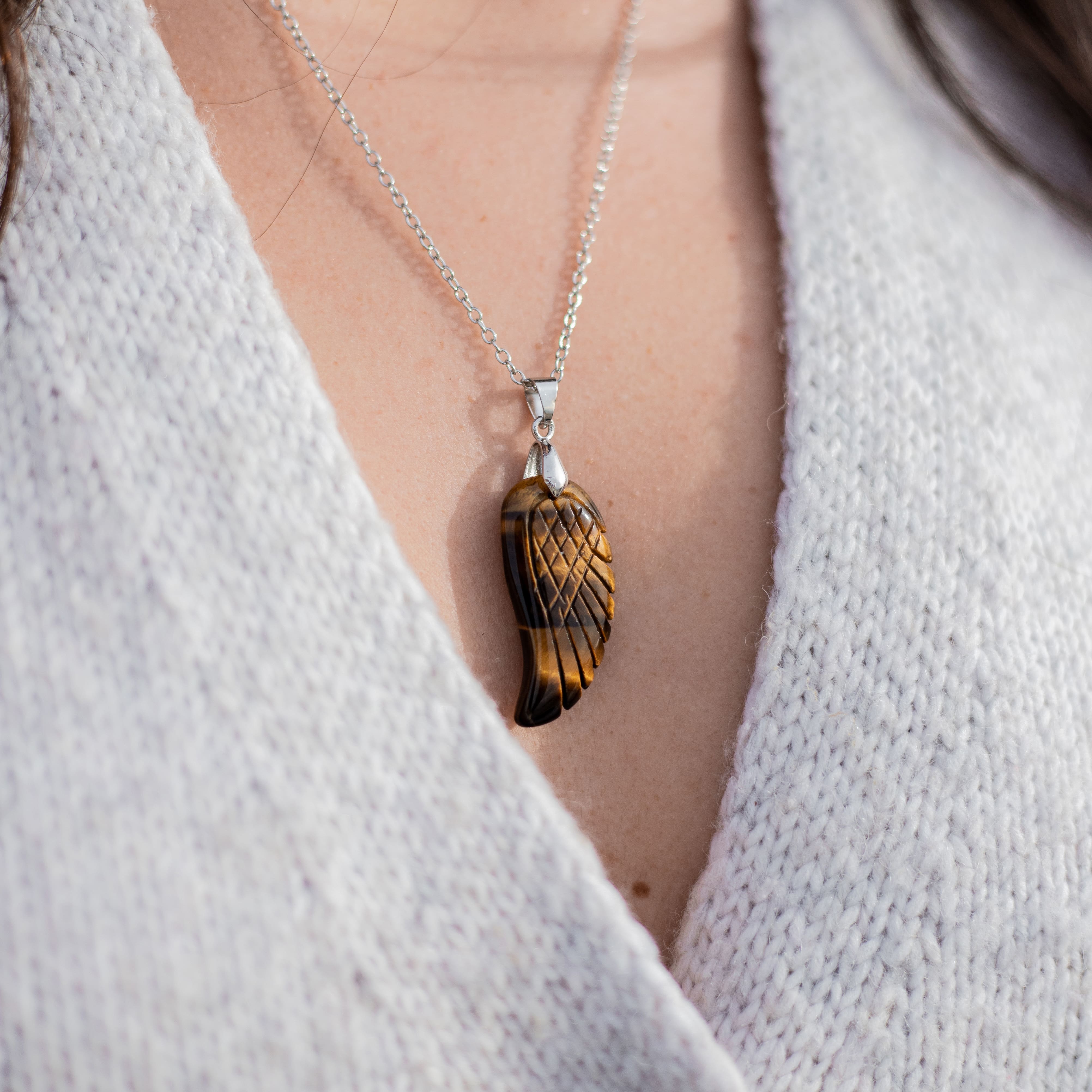 Pendentif "Aile d'Ange" en Pierre Naturelle - - L'Arbre des Chakras