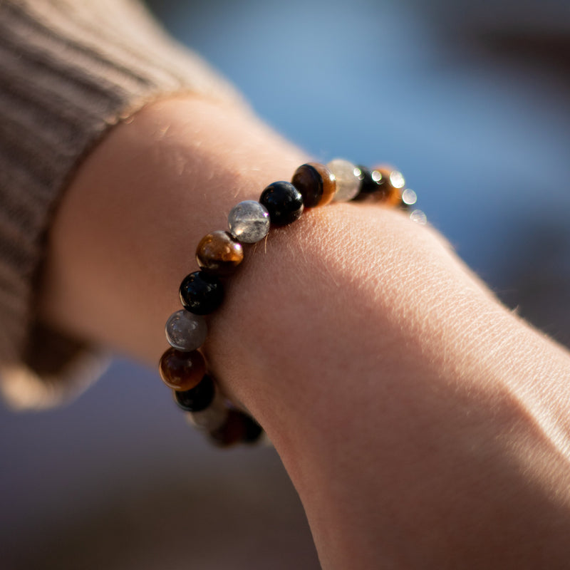 Bracelet "Protection Ultime" en Tourmaline, Oeil de Tigre & Labradorite - - L'Arbre des Chakras