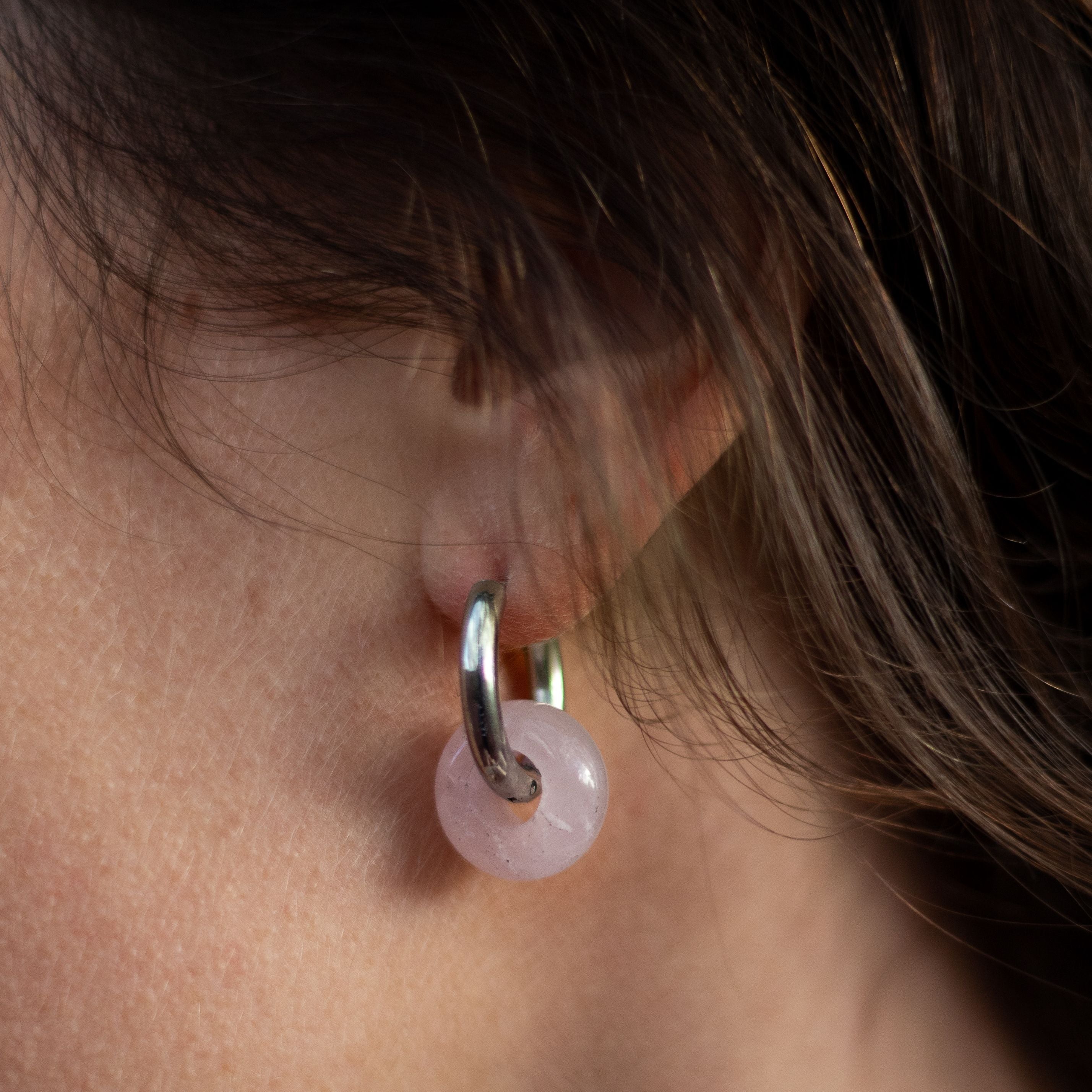 Boucles d'Oreilles "Double Créole" en Pierres Naturelles - - L'Arbre des Chakras