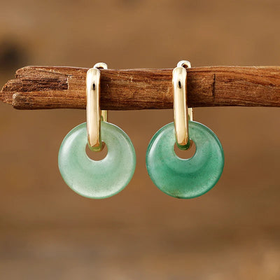 Créoles "Éclat Minéral" en Pierres Naturelles - Aventurine - L'Arbre des Chakras